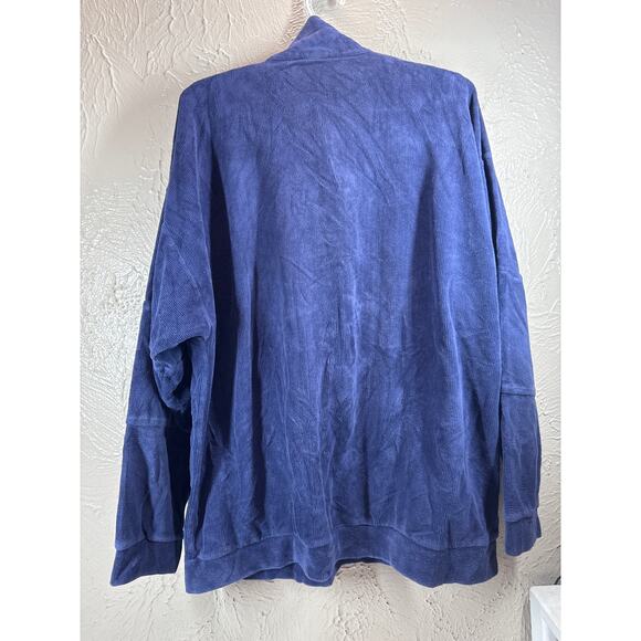 Knightsbridge Blue Velour Mens Shirt Polo Disco Retro Vintage 70 80 USA Made 1X - Picture 2 of 6